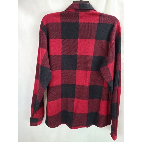 Vintage Wrangler Men's (L) Black & Red Buffalo Plaid Fleece Button Up Shirt - Picture 4 of 9